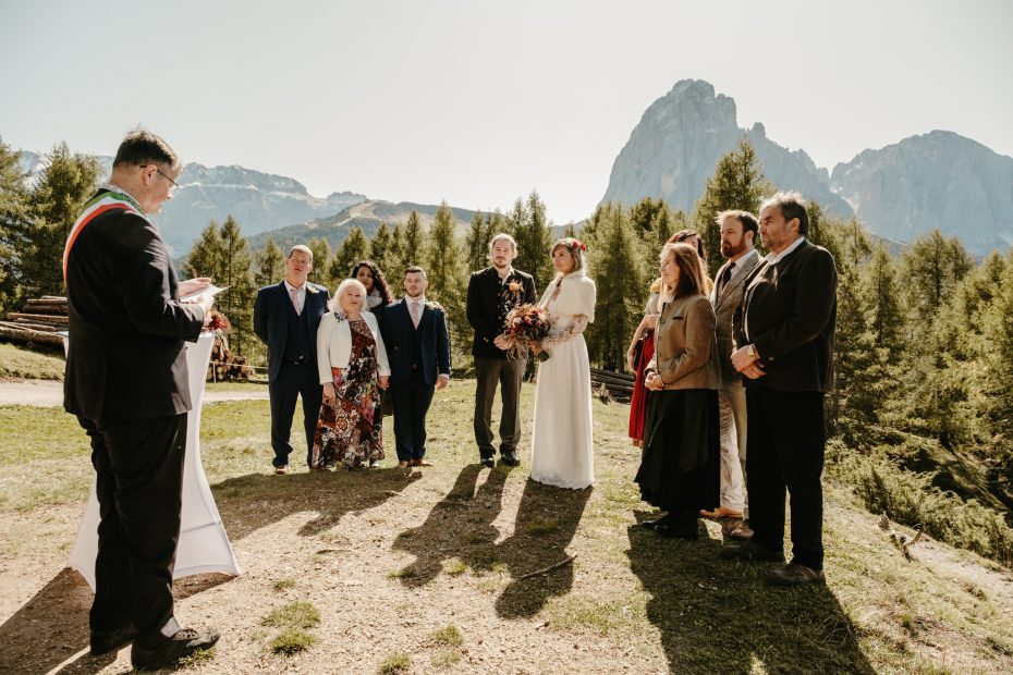 Mountain wedding ceremony in the Dolomite Alps in Italy by Wild Connections Photography