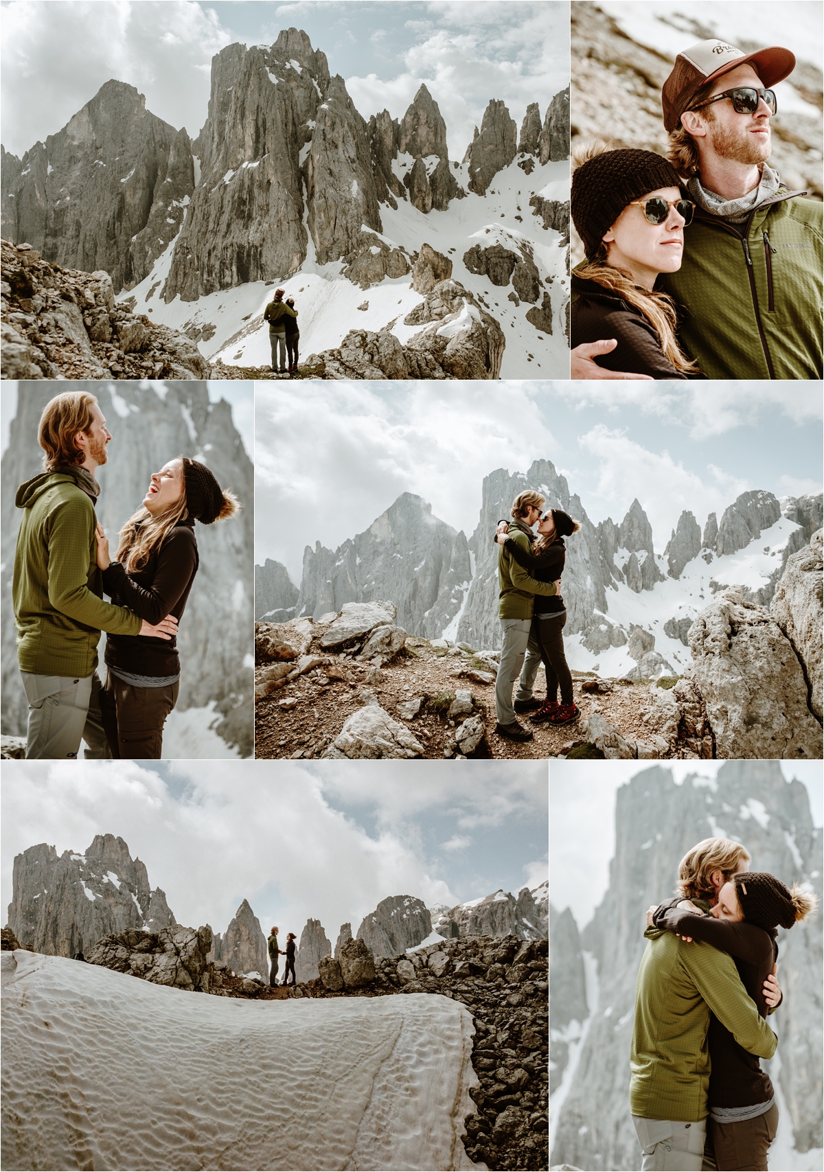 Adam & Michelle enjoying the views at the top of the Cima Mulaz in the Dolomites, the day before their elopement. Photography by Wild Connections Photography