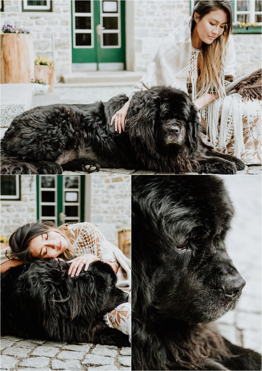A pre-wedding shoot at Hotel Lago Di Braies with their resident dog Happy - photos by Wild Connections Photography