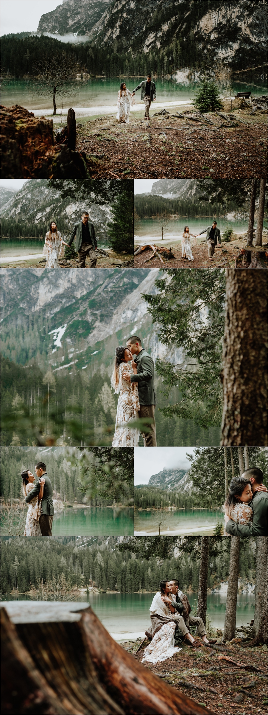 A Dolomites Pre-Wedding Engagement Shoot At Lago Di Braies, also known as the Pragser Wildsee by Wild Connections Photography