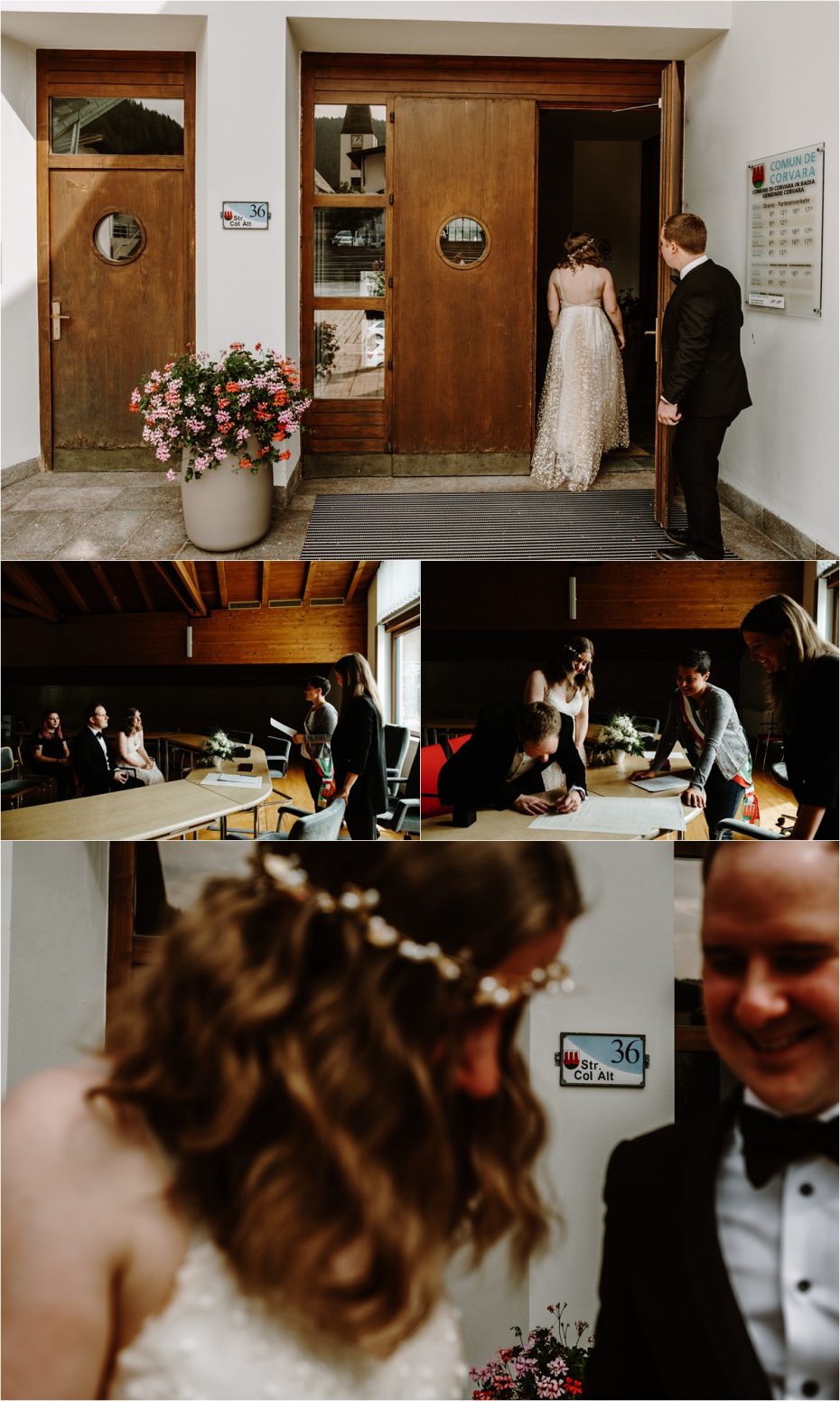A civil wedding ceremony in Corvara in Badia. Photo by Wild Connections Photography