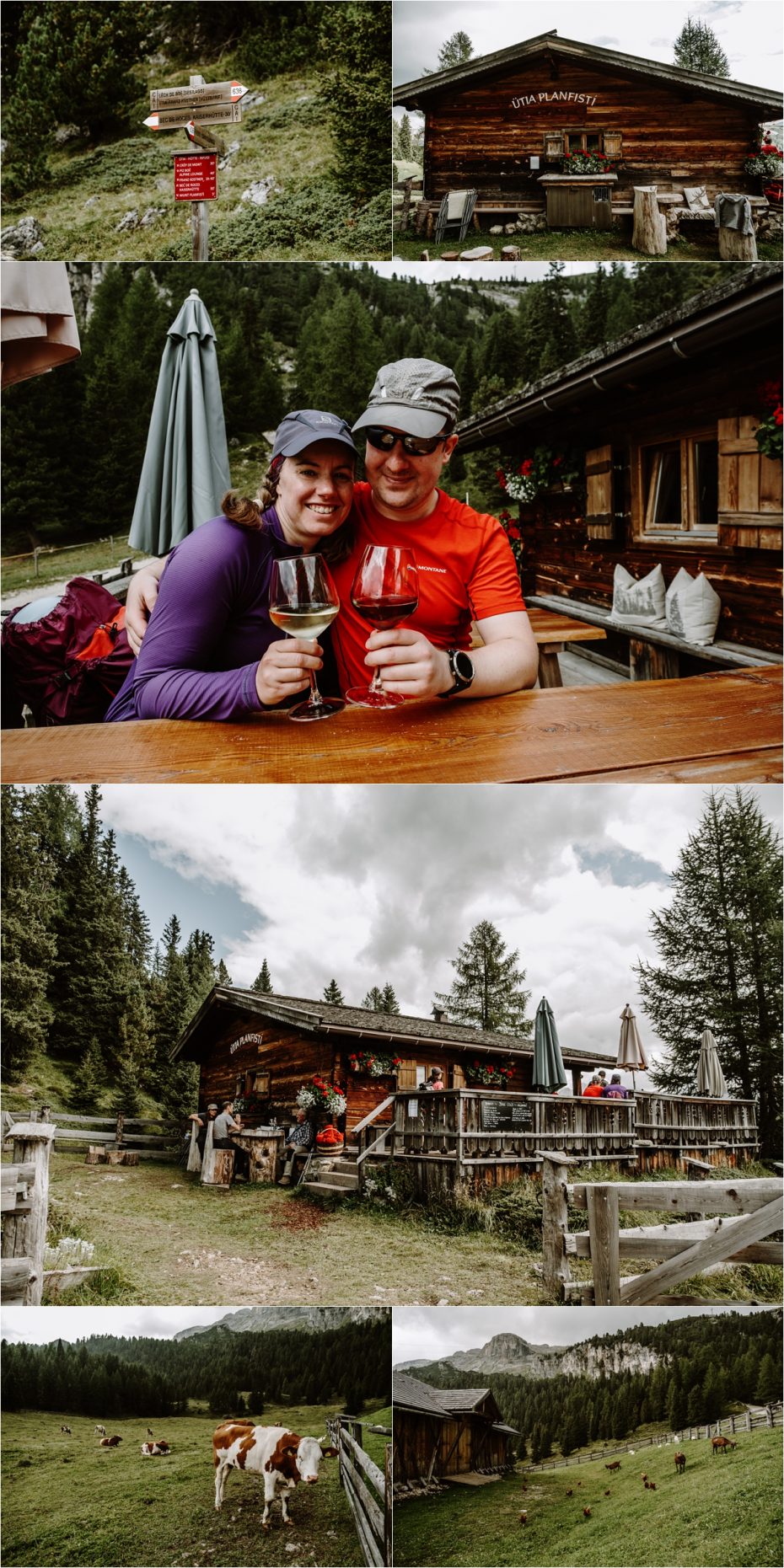 Emma & Martin enjoying local produce at a mountain hut in the Dolomites. Photo by Wild Connections Photography
