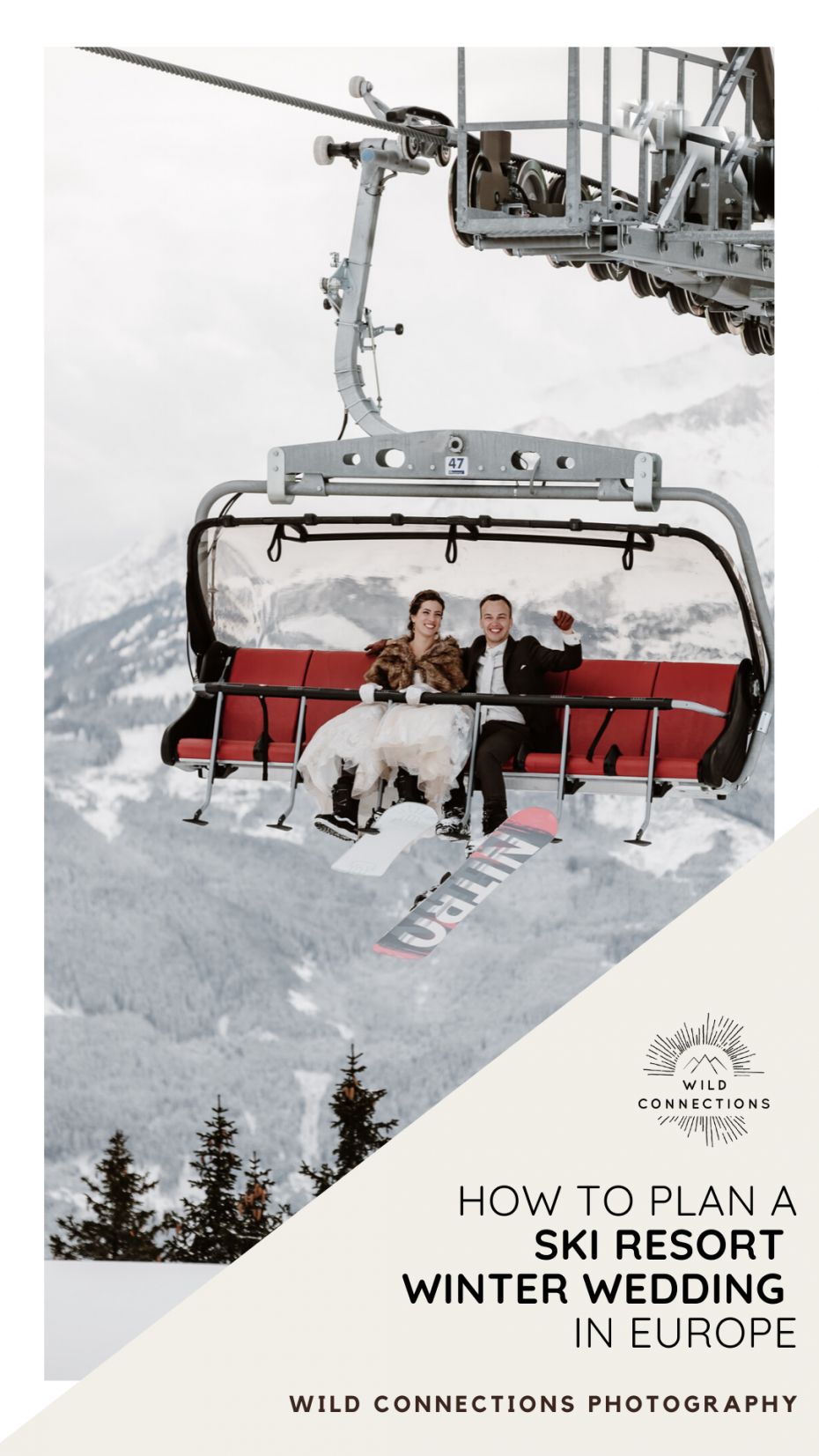 Jak naplánovat zimní svatbu v lyžařském středisku v Evropě Pinterest Graphic