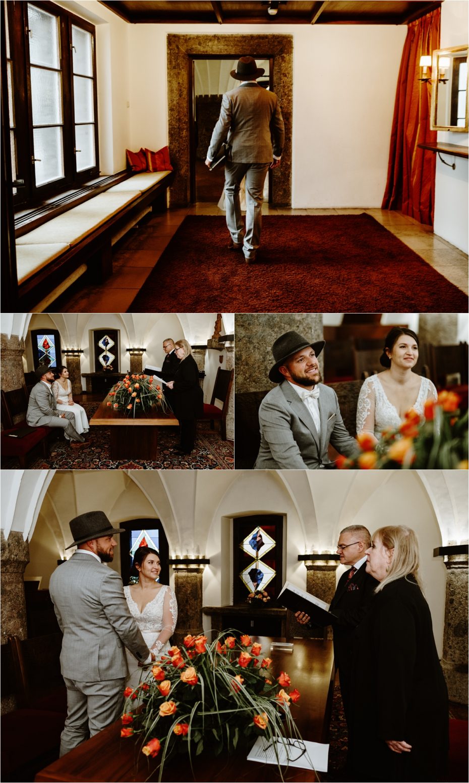 Elopement civil ceremony at Innsbruck registry office. Photos by Wild Connections Photography