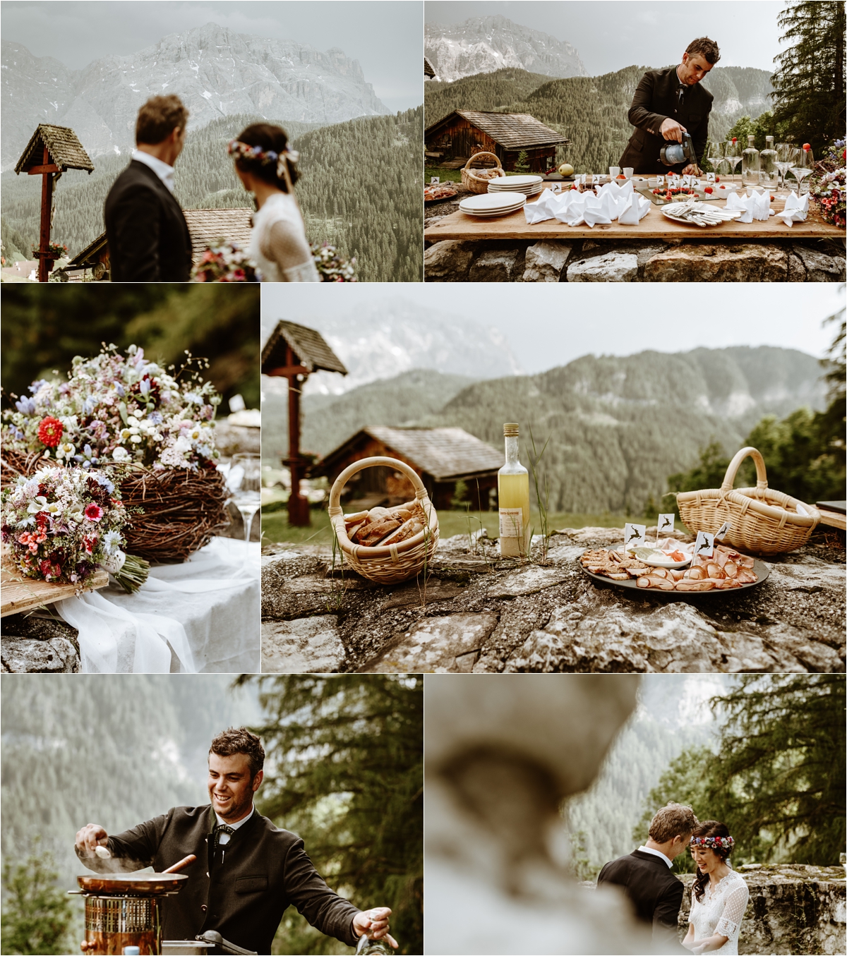 A post-elopement picnic in the Dolomites. Photo by Wild Connections Photography