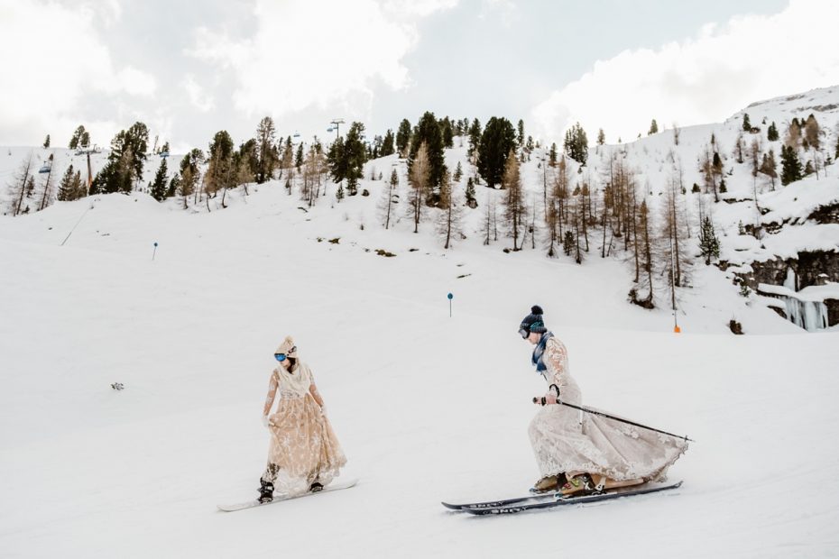 LGBTQ+ ski & snowboard wedding in the Austrian Alps by Wild Connections Photography