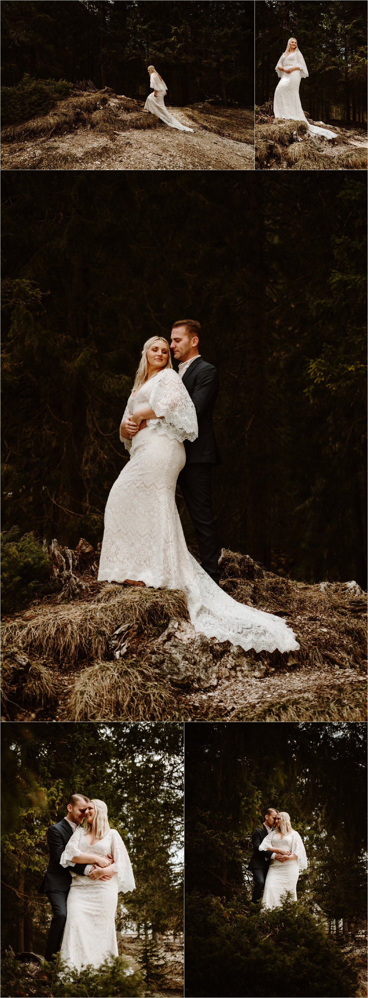 Erika looks like a Game of Thrones bride in her stunning Bohemian vintage lace wedding dress. Photos by Wild Connections Photography