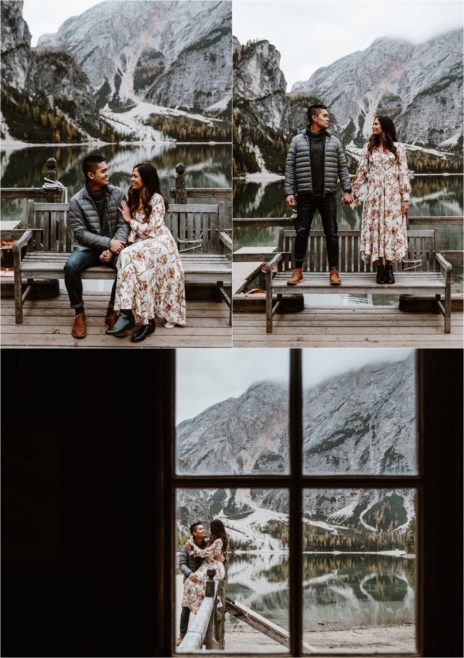 Fall engagement shoot at Lago di Braies. Photos by Wild Connections Photography.