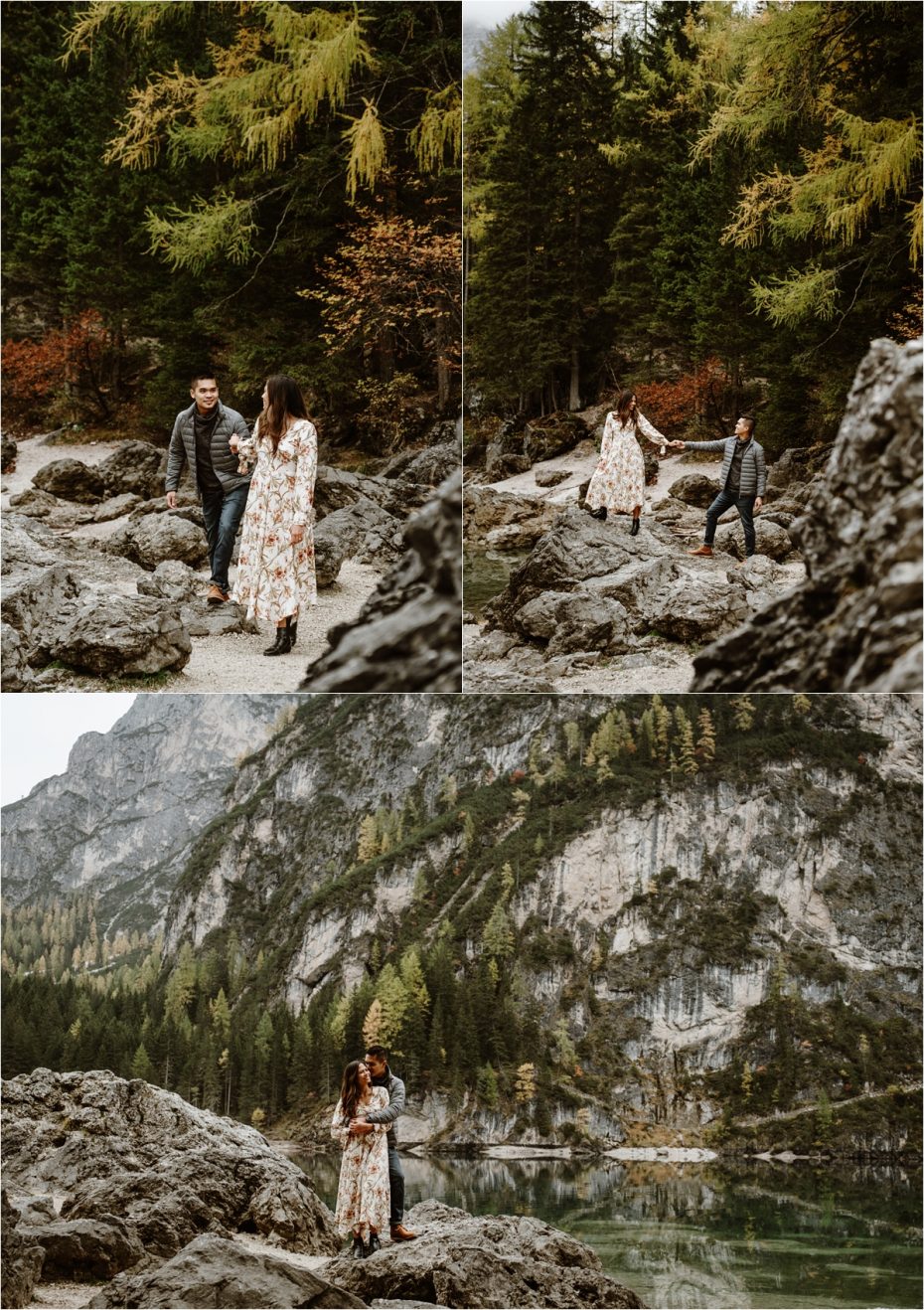 Fall engagement shoot in the Dolomites in Italy. Photos by Wild Connections Photography.