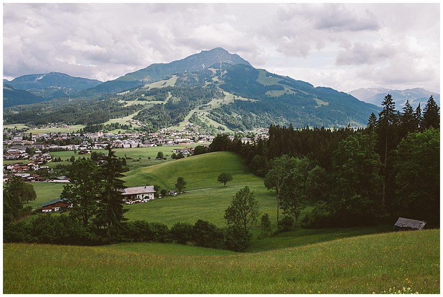 St Johann in Tirol Elopement view across St Johann by Wild Connections Photography
