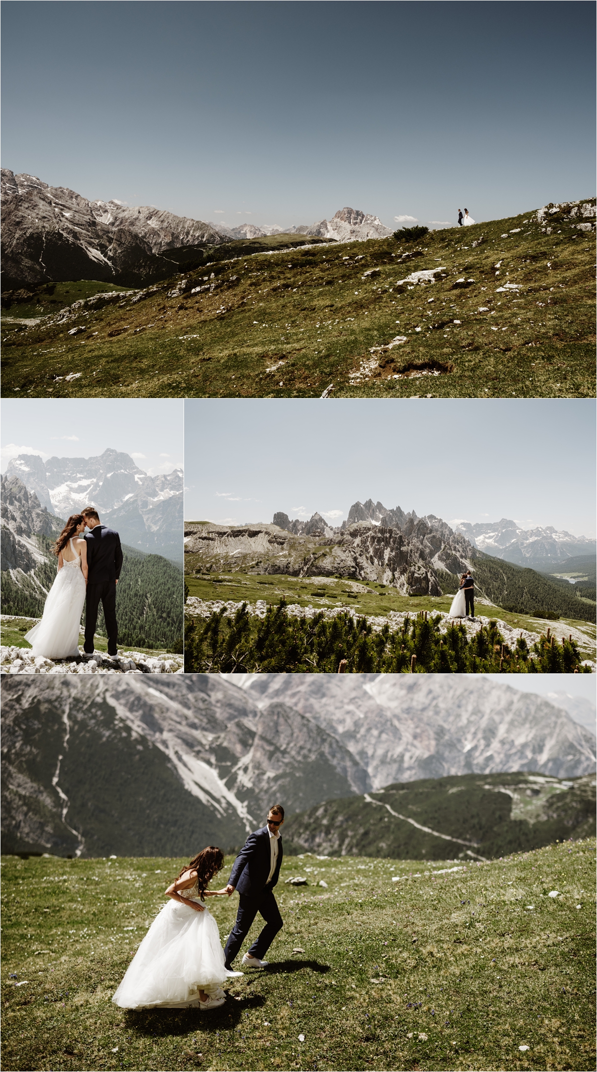 Elopement photos at the Tre Cime in the Dolomites. Photography by Wild Connections Photography