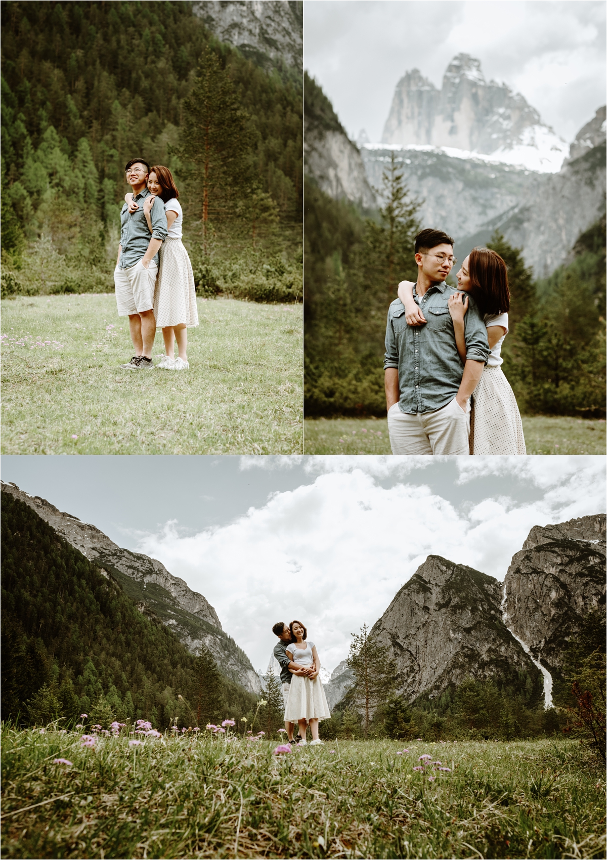 A green alpine meadow in the Italian Alps. Photo by Wild Connections Photography Dolomites Wedding Photographer