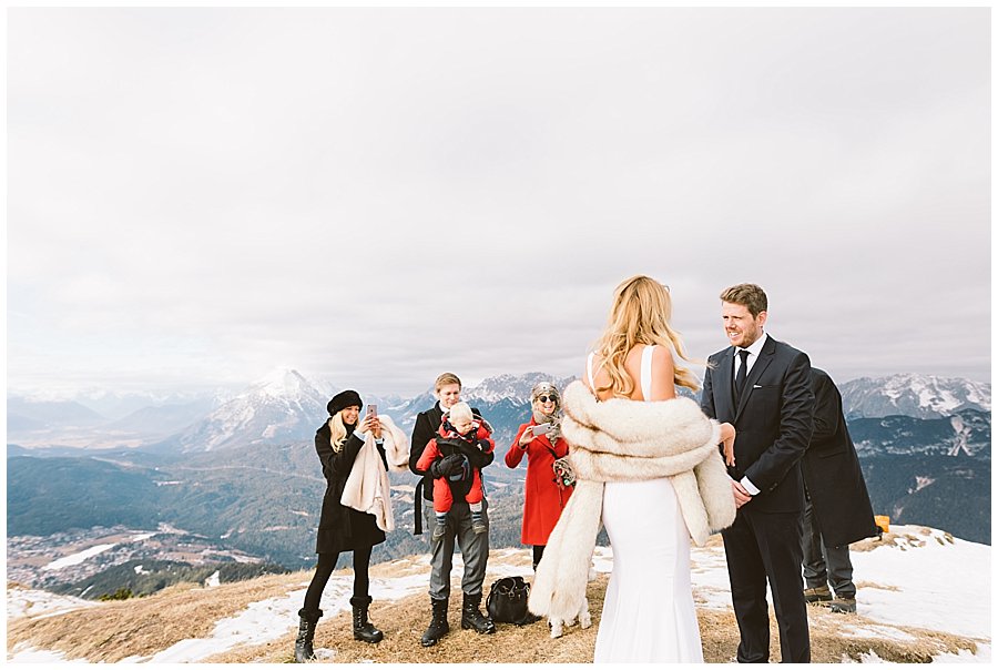 Seefeld Wedding Lee and Steph meet at the top of the mountain for their vow ceremony by Wild Connections Photography