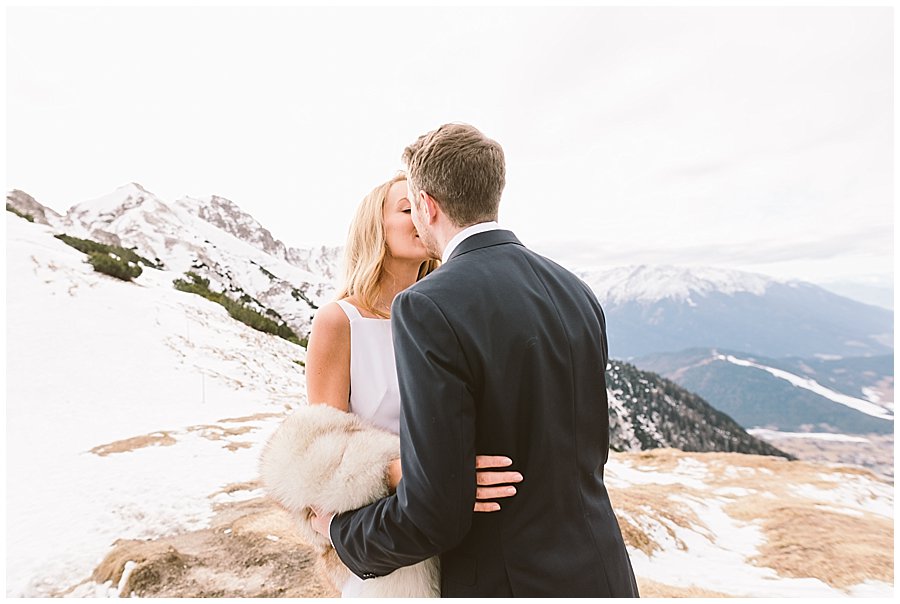 Steph and Lee have their first kiss on a mountain top