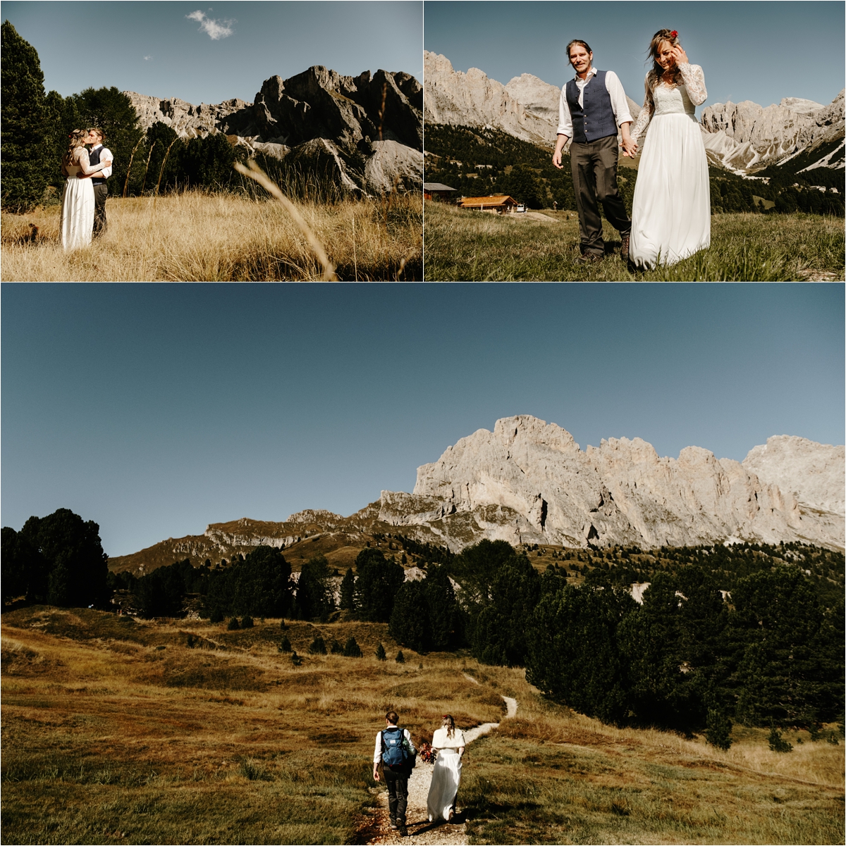 Romantic Dolomites elopement in the fall. Photos by Wild Connections Photography