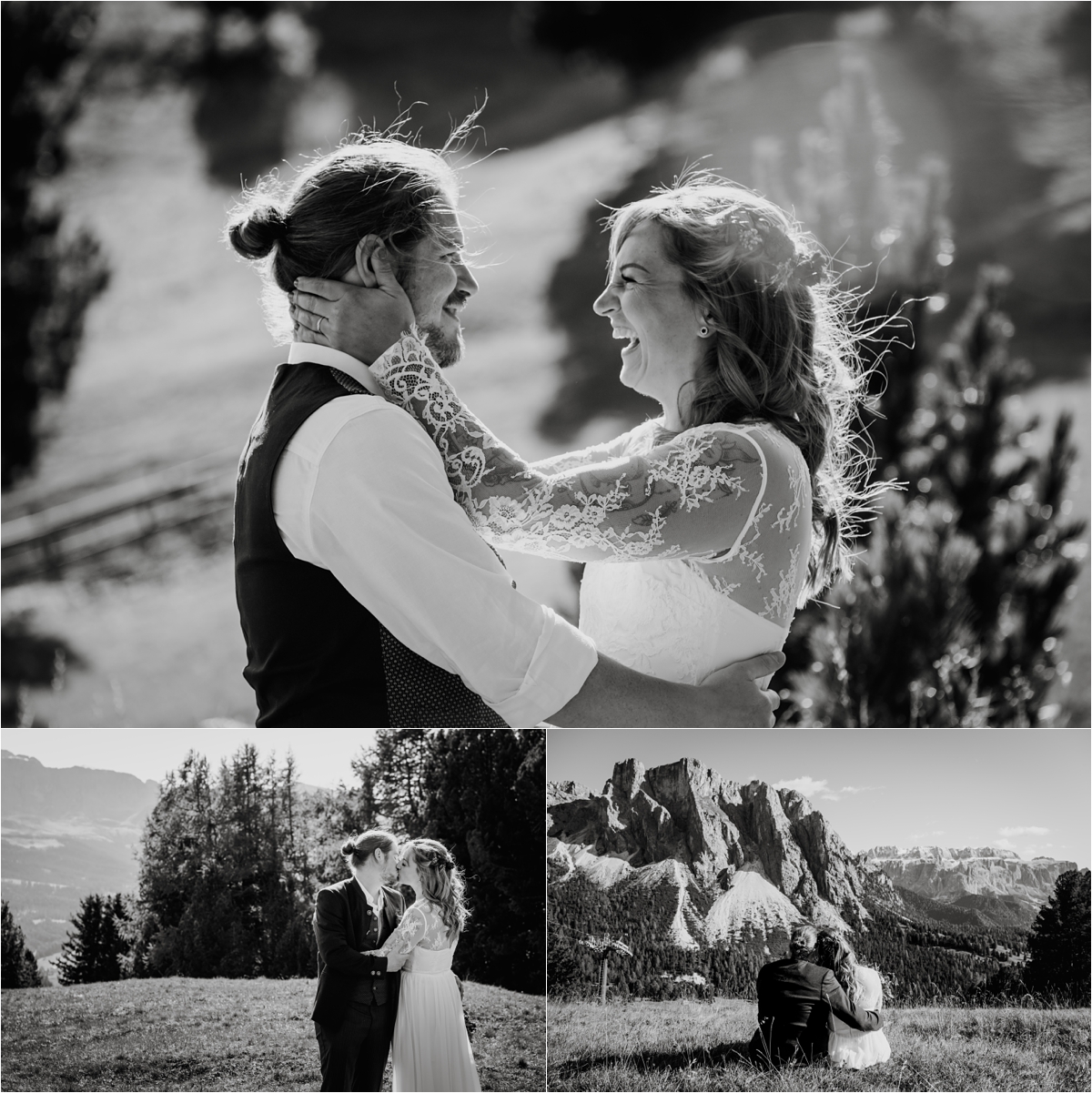 Bride and groom photos after their intimate elopement in the Dolomites. Photos by Wild Connections Photography