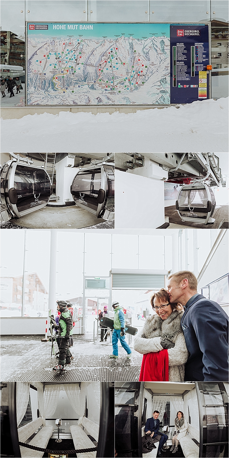 The Hohe Mut Bahn in Obergurgl, Karin & Erik wait for the wedding gondola by Wild Connections Photography
