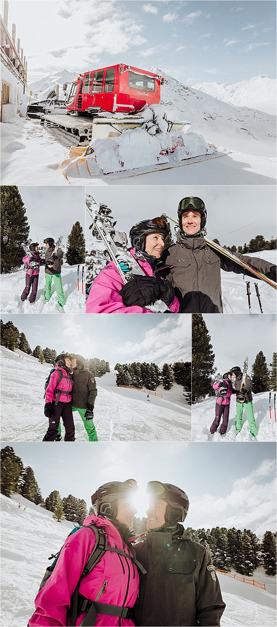 Karin & Erik hit the ski slopes after their mountain elopement in Austria by Wild Connections Photography