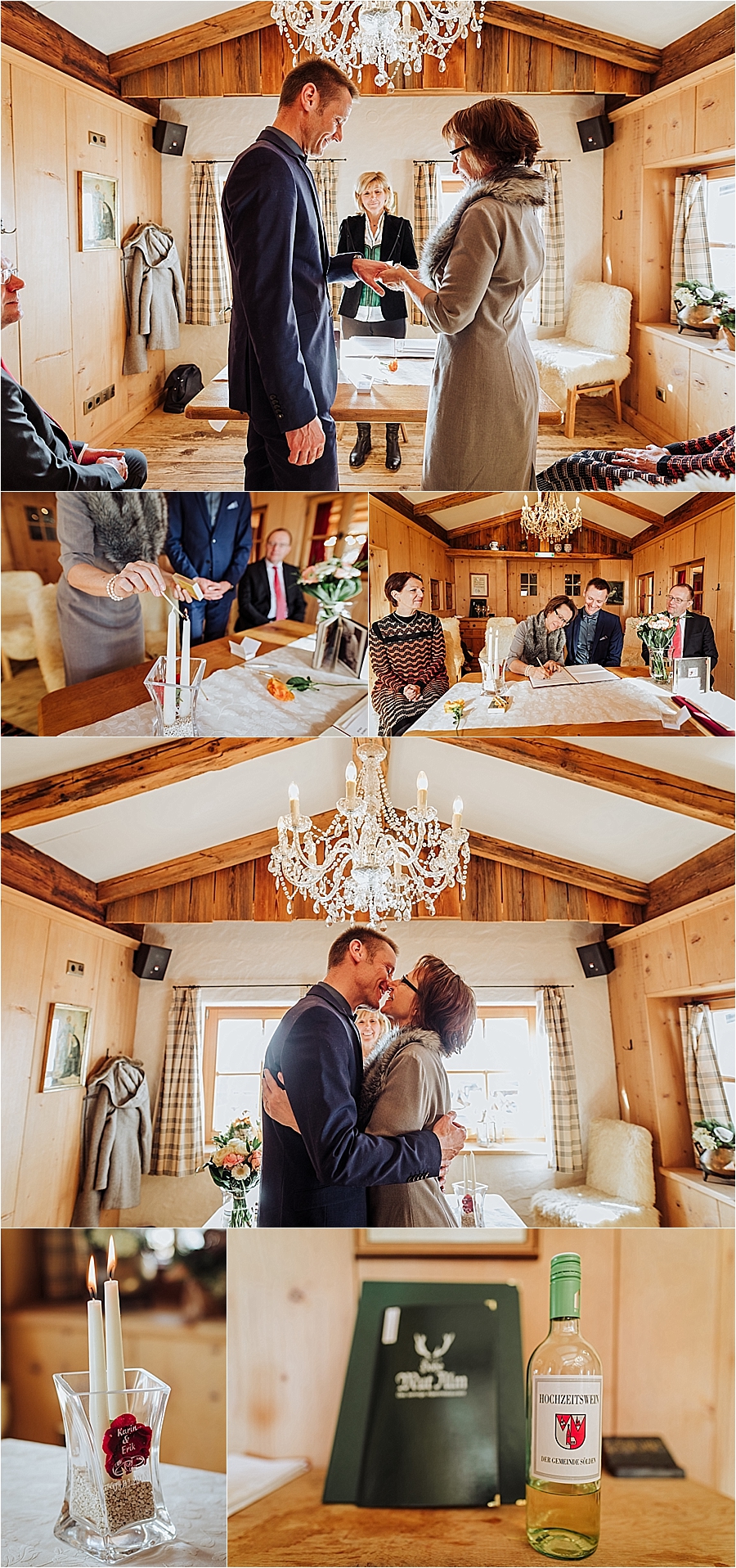 Thr bride & groom exchange rings during their mountain wedding in Austria in the Hohe Mut Alm by Wild Connections Photography