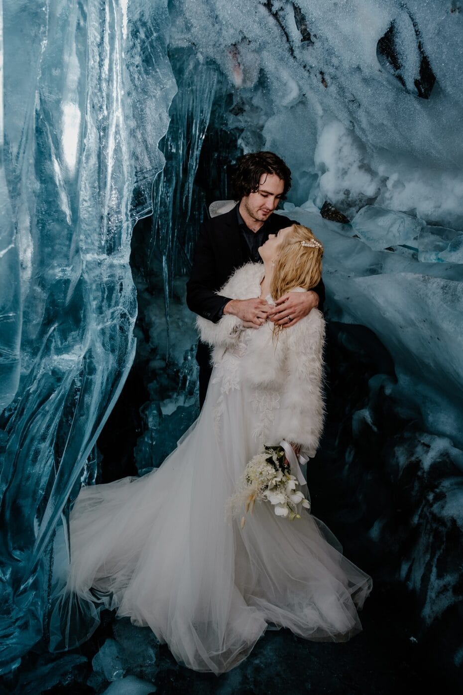 An elopement in an ice cave in the Austrian Alps